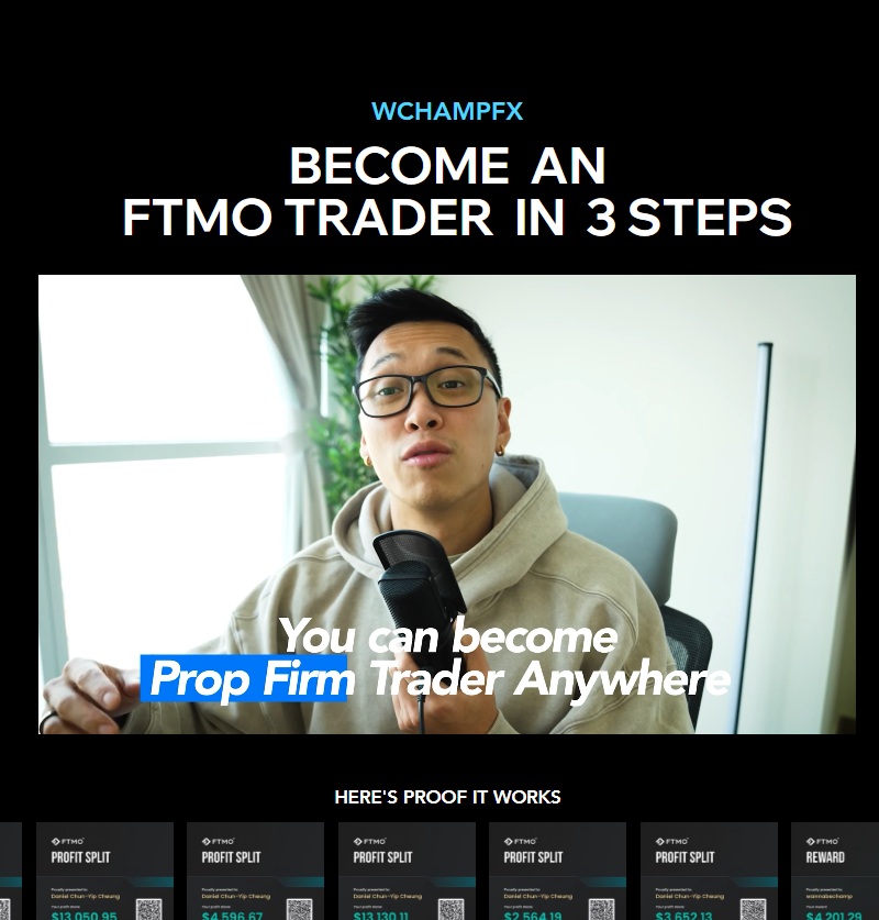 Course cover image for WChampFX Trading Course showcasing prop firm trading strategies, live setups, and mentorship.
