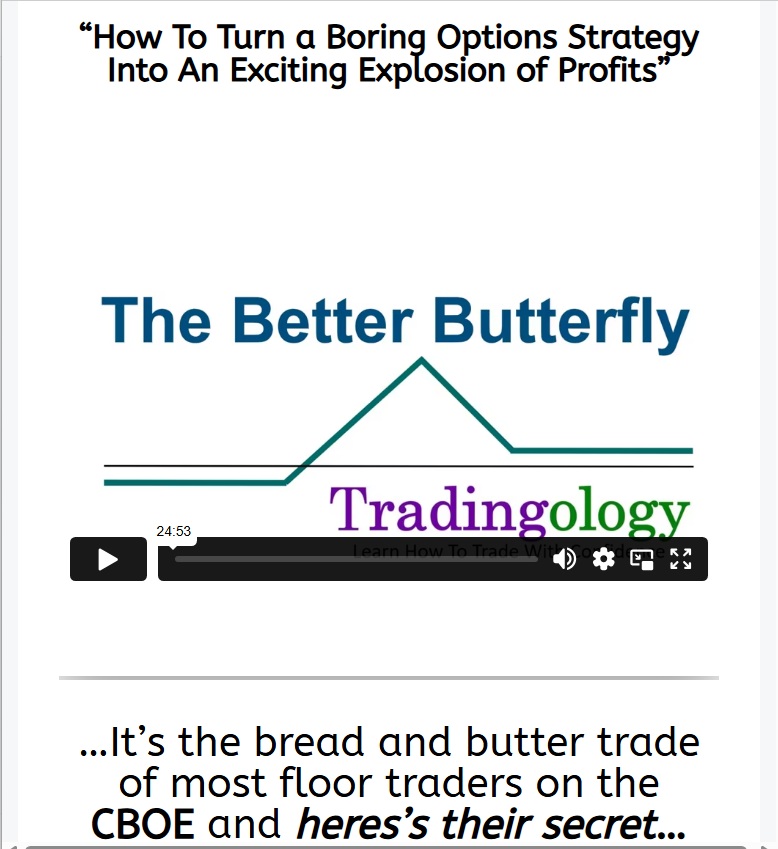 Tradingology Better Butterfly Course cover image – options trading training on butterfly spread strategies