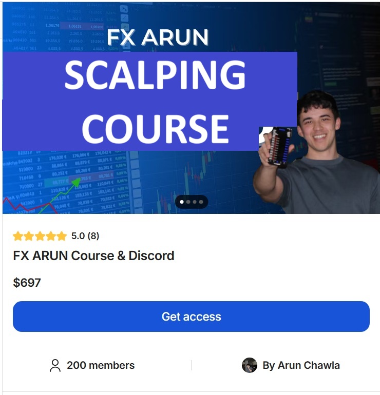 FX Arun Scalping Course trading program cover featuring forex scalping strategies and momentum trading lessons