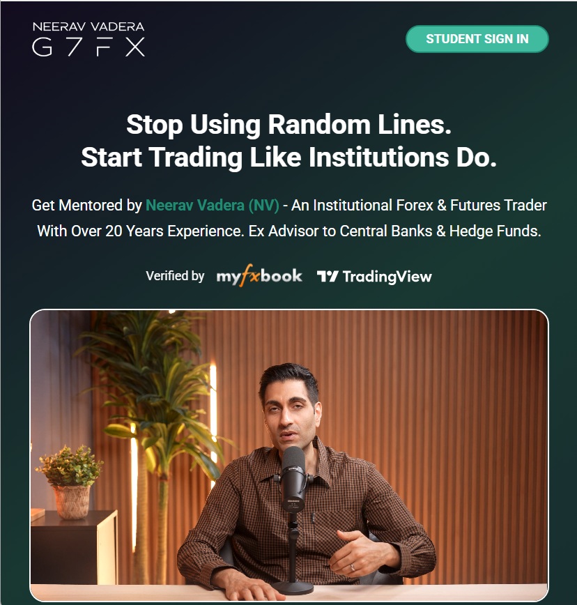 G7FX trading accelerator course cover showing institutional order flow tools including depth of market and footprint trading charts