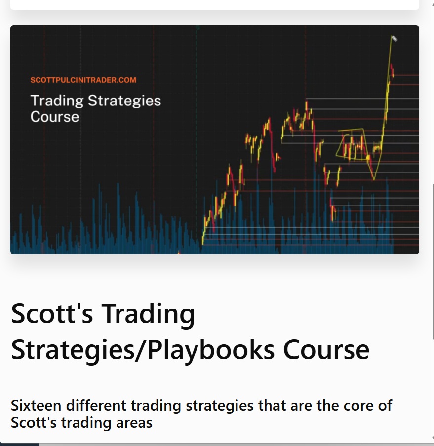 Scott Pulcini trading strategies course digital cover showing playbook setups and trading methodologies