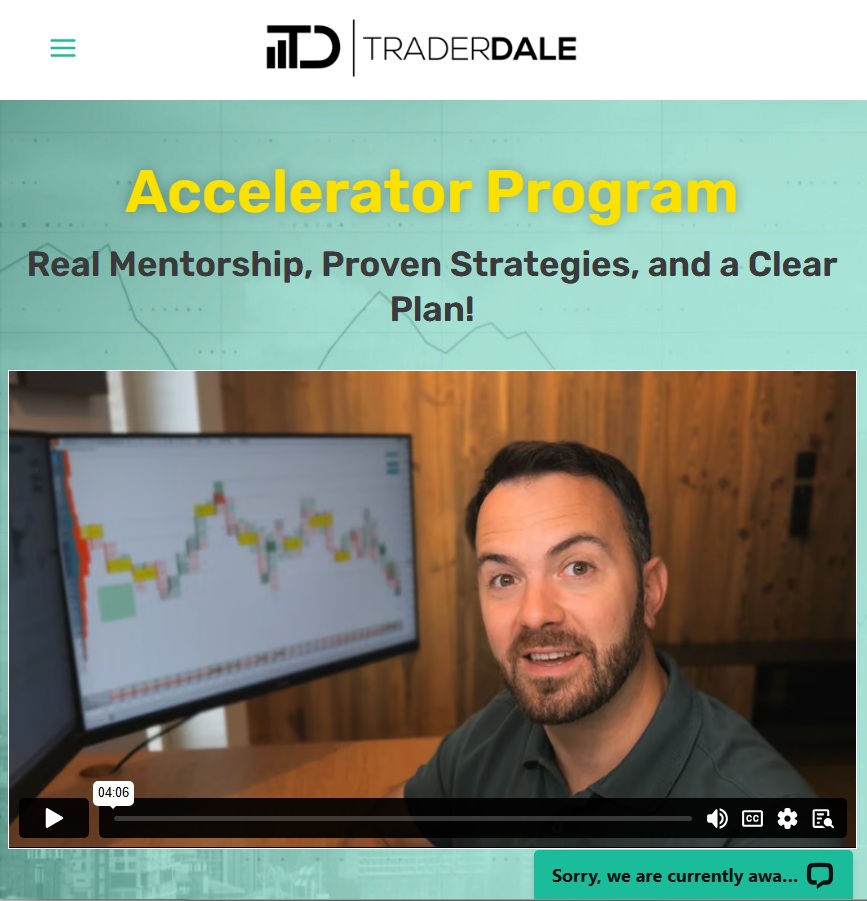 Trader Dale Accelerator Program trading mentorship with smart money concepts and live trading sessions
