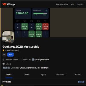 Digital product mockup layout for the Geekay 2026 Mentorship - Model 3/4 Course by geekaythetrader, showcasing the standalone strategy curriculum.