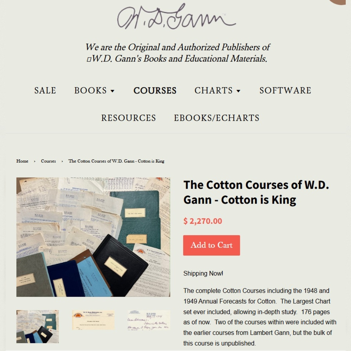 The Cotton Courses of W.D. Gann Cotton Is King course cover with historical cotton charts and forecasts