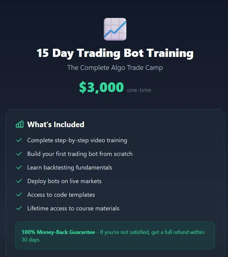 Moon Dev Algo Trade Camp course covering Python, algorithmic trading, automated trading bots and backtesting