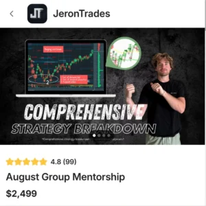 Jeron Trades Group Mentorship featuring order flow analysis, footprint charts, volume profiles, and trading strategy lessons
